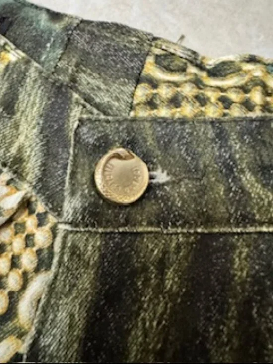 Roberto Cavalli Leopard Print Jeans Gold Chain Panel Rare Designer Denim M - Picture 4 of 13